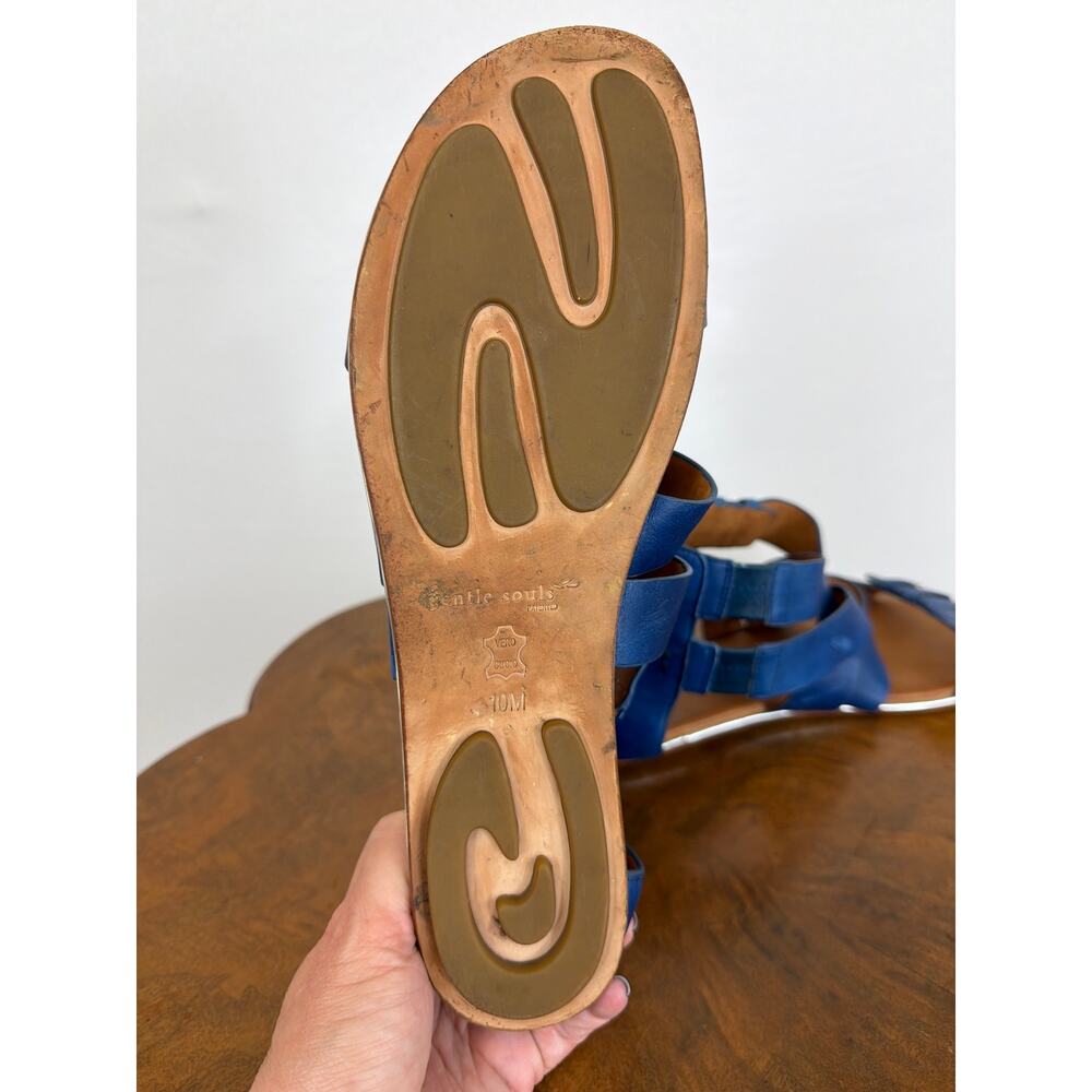 Gentle Souls by Kenneth Cole Blue Distressed Leather Gladiator Sandals Size 10 - Picture 9 of 10